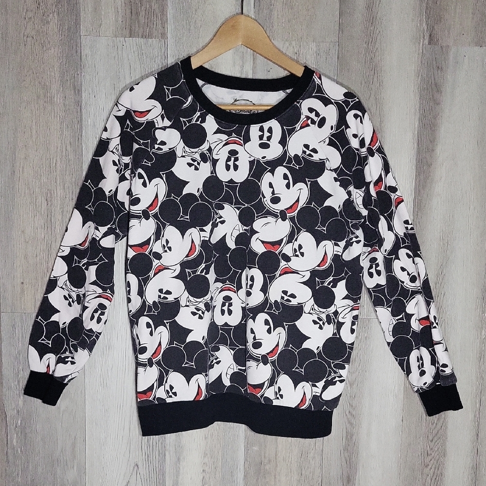 Disney‎ Womens Large Mickey Mouse Long Sleeve Sweatshirt Crew Neck Cartoon